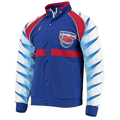 Men's Mitchell & Ness Blue New Jersey Nets Hardwood Classics Authentic Warm-Up Raglan Full-Zip Jacket