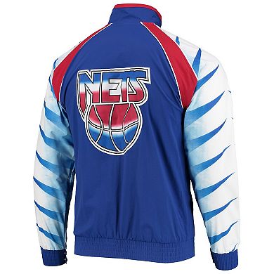 Men's Mitchell & Ness Blue New Jersey Nets Hardwood Classics Authentic Warm-Up Raglan Full-Zip Jacket