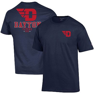 Men's Champion Navy Dayton Flyers Stack 2-Hit T-Shirt