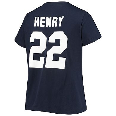 Women's Fanatics Branded Derrick Henry Navy Tennessee Titans Plus Size Name & Number V-Neck T-Shirt