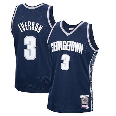 Men's Mitchell & Ness Allen Iverson Navy Georgetown Hoyas 1995-96 Swingman Replica Jersey