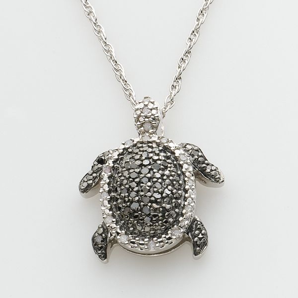 Diamond turtle pendant necklace jelly bean