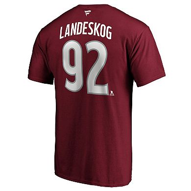 Men's Fanatics Branded Gabriel Landeskog Burgundy Colorado Avalanche Authentic Stack Name & Number T-Shirt