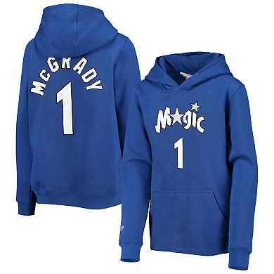 Youth Mitchell & Ness Tracy McGrady Blue Orlando Magic Hardwood Classics Name & Number Pullover Hoodie
