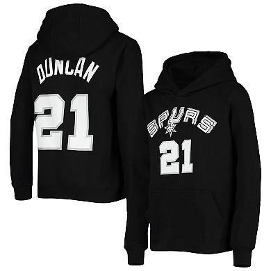 Youth Mitchell & Ness Tim Duncan Black San Antonio Spurs Hardwood Classics Name & Number Pullover Hoodie