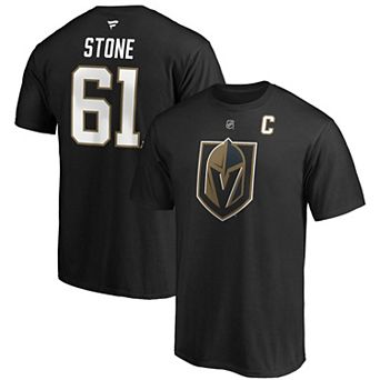 Men's Fanatics Branded Mark Stone Black Vegas Golden Knights Authentic Stack Player Name & Number Captain Patch T-Shirt