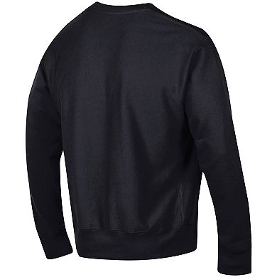 Men's Champion Black Iowa Hawkeyes Arch Reverse Weave Pullover Sweatshirt