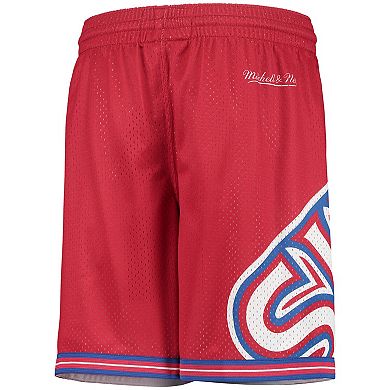 Youth Red Philadelphia 76ers Hardwood Classics Throwback Big Face Mesh Shorts