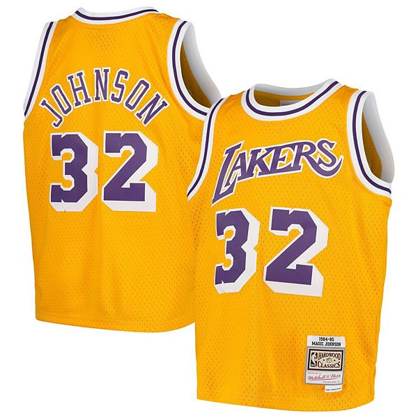 Youth Mitchell & Ness Magic Johnson Gold Los Angeles Lakers Swingman  Throwback Jersey