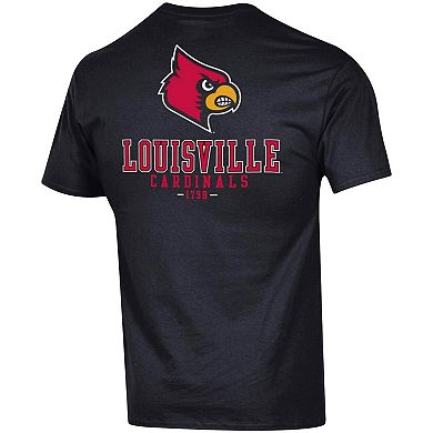 Men's Champion Black Louisville Cardinals Stack 2-Hit T-Shirt