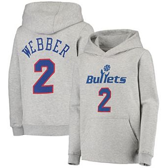 Youth Mitchell & Ness Chris Webber Heathered Gray Washington Bullets Hardwood Classics Name & Number Pullover Hoodie