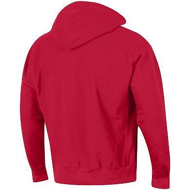 Men's Champion Scarlet Nebraska Huskers Team Arch Reverse Weave Relaxed Fit Pullover Hoodie