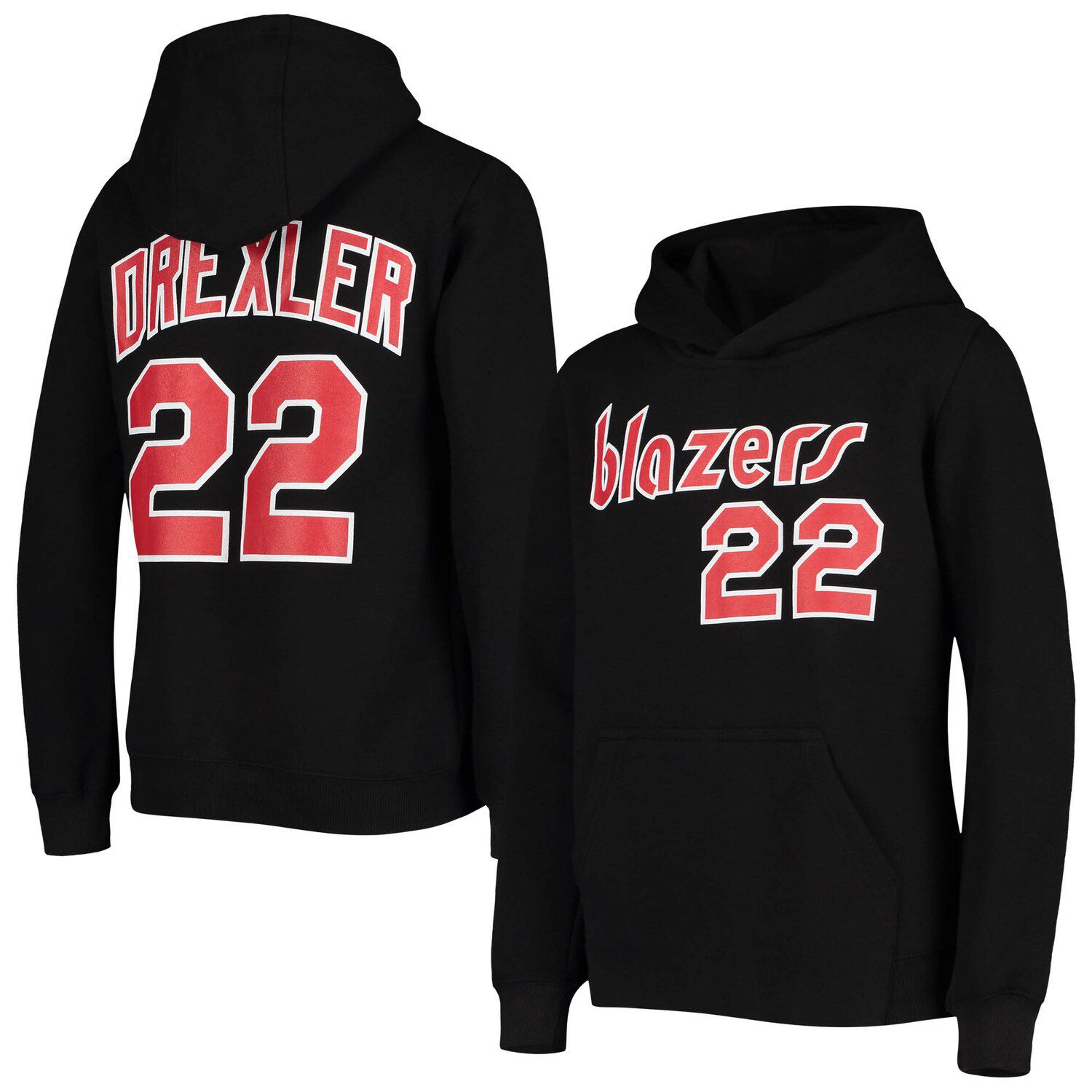 Image for Unbranded Youth Mitchell & Ness Clyde Drexler Black Portland Trail Blazers Hardwood Classics Name & Number Pullover Hoodie at Kohl's.