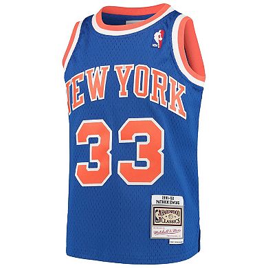 Youth Mitchell & Ness Patrick Ewing Blue New York Knicks Hardwood Classics Swingman Throwback Jersey