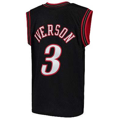 Youth Mitchell & Ness Allen Iverson Black Philadelphia 76ers Hardwood Classics Swingman Throwback Jersey