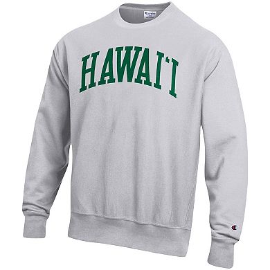 Men's Champion Heathered Gray Hawaii Warriors Arch Reverse Weave Pullover Sweatshirt