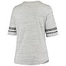 Women's Fanatics Branded Heathered Gray Pittsburgh Steelers Plus Size Lace-Up Stripe V-Neck T-Shirt