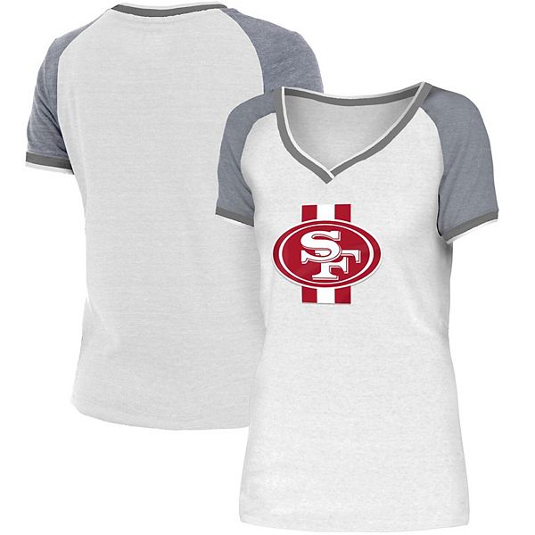 Philadelphia Eagles New Era Women's Training Camp Raglan V-Neck T-Shirt -  White/Gray