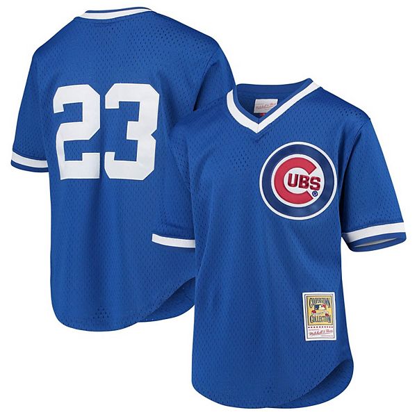 Youth Mitchell & Ness Ryne Sandberg Royal Chicago Cubs Cooperstown  Collection Mesh Batting Practice Jersey