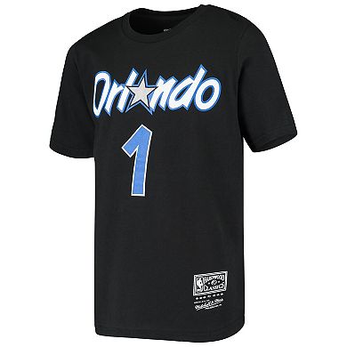 Youth Mitchell & Ness Tracy McGrady Black Orlando Magic Hardwood Classics Name & Number T-Shirt