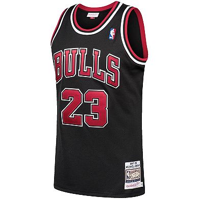Men's Mitchell & Ness Michael Jordan Black Chicago Bulls 1997-98 Hardwood Classics Authentic Player Jersey