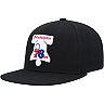 Men's Mitchell & Ness Black Philadelphia 76ers Hardwood Classics Zig Zag Snapback Hat