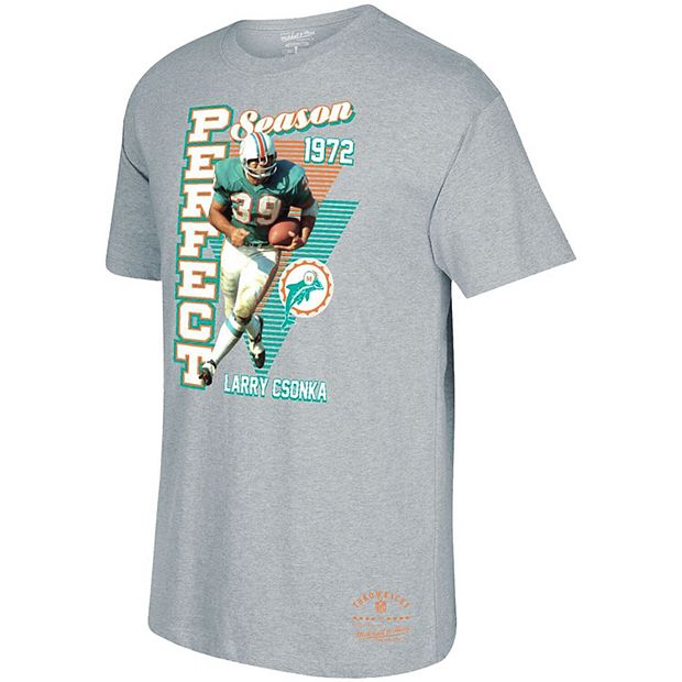 Men's Mitchell & Ness Larry Csonka Gray Miami Dolphins Retired NFL Player  Graphic T-Shirt