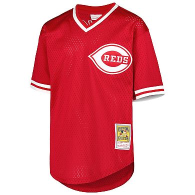 Youth Mitchell & Ness Barry Larkin Red Cincinnati Reds Cooperstown Collection Mesh Batting Practice Jersey