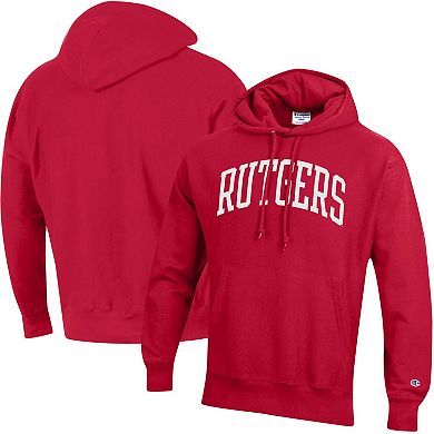 Men's Champion Scarlet Rutgers Scarlet Knights Team Arch Reverse Weave Pullover Hoodie