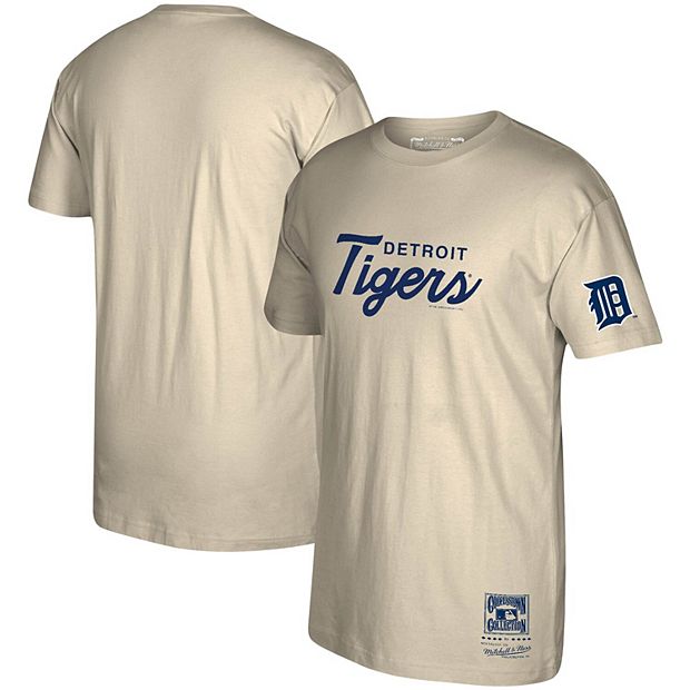 Men's Mitchell & Ness Cream Detroit Tigers Cooperstown Collection Vintage  Script T-Shirt