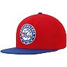 Men's Mitchell & Ness Red/Royal Philadelphia 76ers Two-Tone Wool Snapback Hat