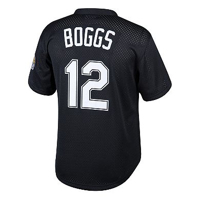 Youth Mitchell & Ness Wade Boggs Black Tampa Bay Rays Cooperstown Collection Mesh Batting Practice Jersey