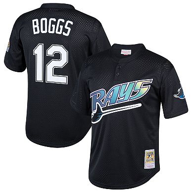 Youth Mitchell & Ness Wade Boggs Black Tampa Bay Rays Cooperstown Collection Mesh Batting Practice Jersey