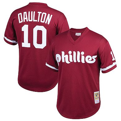 Youth Mitchell & Ness Darren Daulton Burgundy Philadelphia Phillies Cooperstown Collection Mesh Batting Practice Jersey