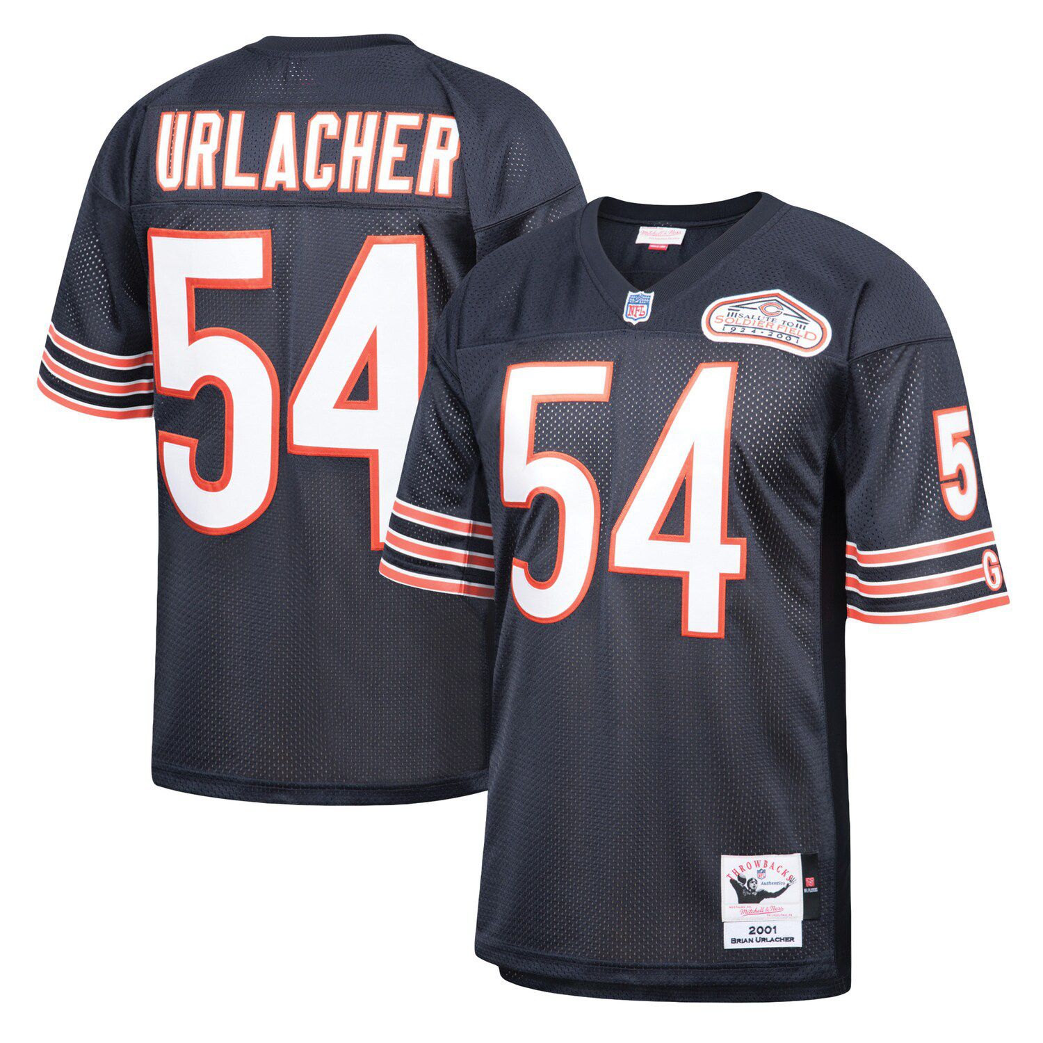 Image for Unbranded Men's Mitchell & Ness Brian Urlacher Navy Chicago Bears 2001 Authentic Throwback Retired Player Jersey at Kohl's.