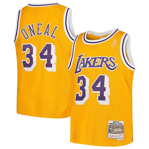 Youth Mitchell & Ness Shaquille O'Neal Gold Los Angeles Lakers Swingman Throwback Jersey Youth Mitchell & Ness Shaquille O'Neal Gold Los Angeles Lakers Swingman Throwback Jersey