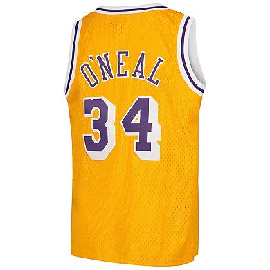 Youth Mitchell & Ness Shaquille O'Neal Gold Los Angeles Lakers Swingman Throwback Jersey