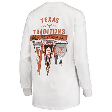 Women's Pressbox White Texas Longhorns Traditions Pennant Long Sleeve T-Shirt