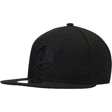 Men's New Era Golden State Warriors Black On Black 9FIFTY Snapback Hat