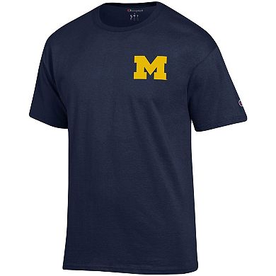 Men's Champion Navy Michigan Wolverines Stack 2-Hit T-Shirt