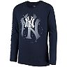 Youth Navy New York Yankees Platinum Logo Long Sleeve T-Shirt