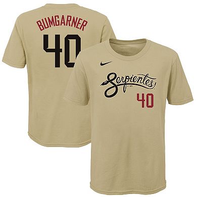 Youth Nike Madison Bumgarner Gold Arizona Diamondbacks 2021 City Connect Name & Number T-Shirt