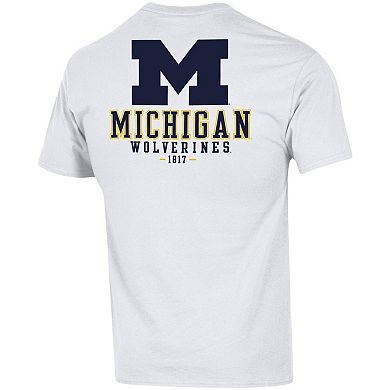 Men's Champion White Michigan Wolverines Stack 2-Hit T-Shirt