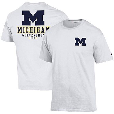 Men's Champion White Michigan Wolverines Stack 2-Hit T-Shirt