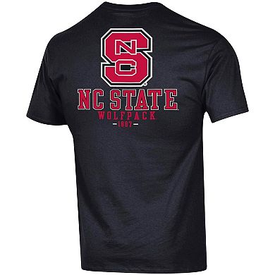 Men's Champion Black NC State Wolfpack Stack 2-Hit T-Shirt