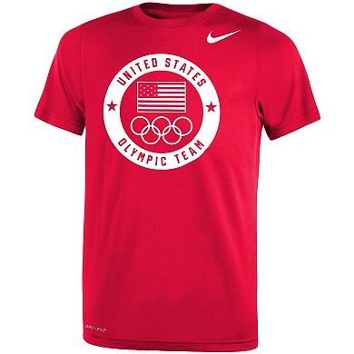 Youth Nike Red Team USA Logo Legend Performance T-Shirt