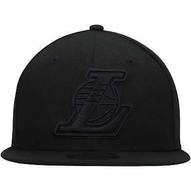 Men's New Era Los Angeles Lakers Black On Black 9FIFTY Snapback Hat