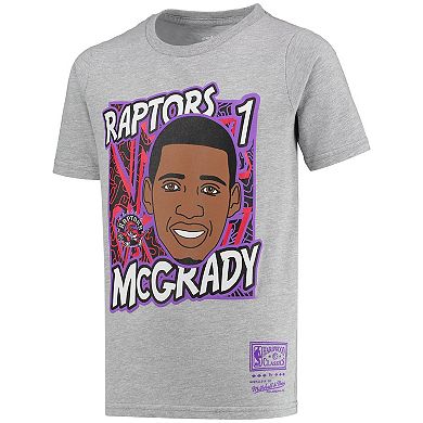 Youth Mitchell & Ness Tracy McGrady Gray Toronto Raptors Hardwood Classics King of the Court Player T-Shirt