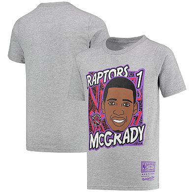 Youth Mitchell & Ness Tracy McGrady Gray Toronto Raptors Hardwood Classics King of the Court Player T-Shirt
