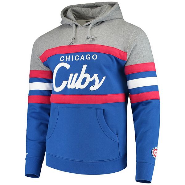 Men's Mitchell & Ness Royal/Red Chicago Cubs Head Coach Pullover Hoodie Size: 3XL